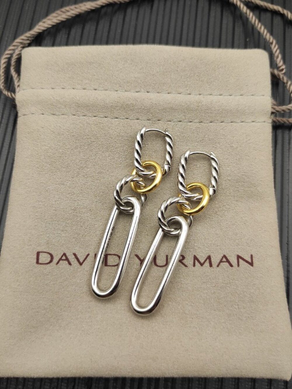 David Yurman Two-Tone Four-Ring Earrings